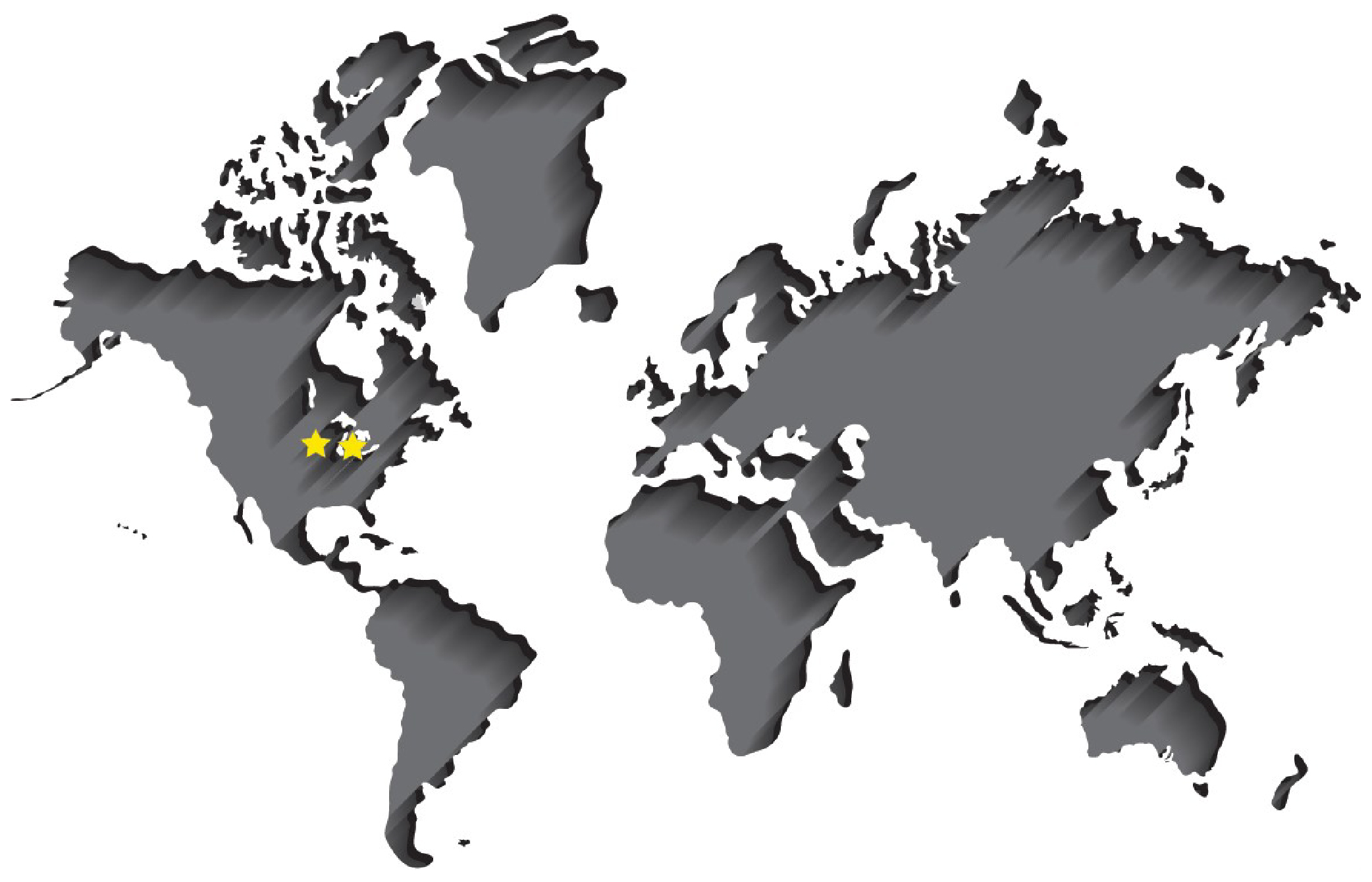 World map showing NCCM Company European plant, service center and sales office in Spain and the international sales office in Germany