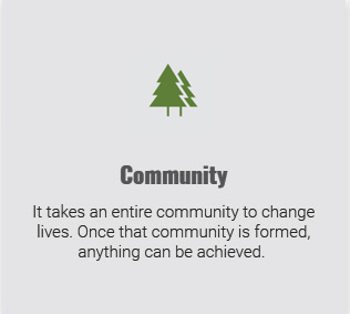 Two green tree icons representing Community
